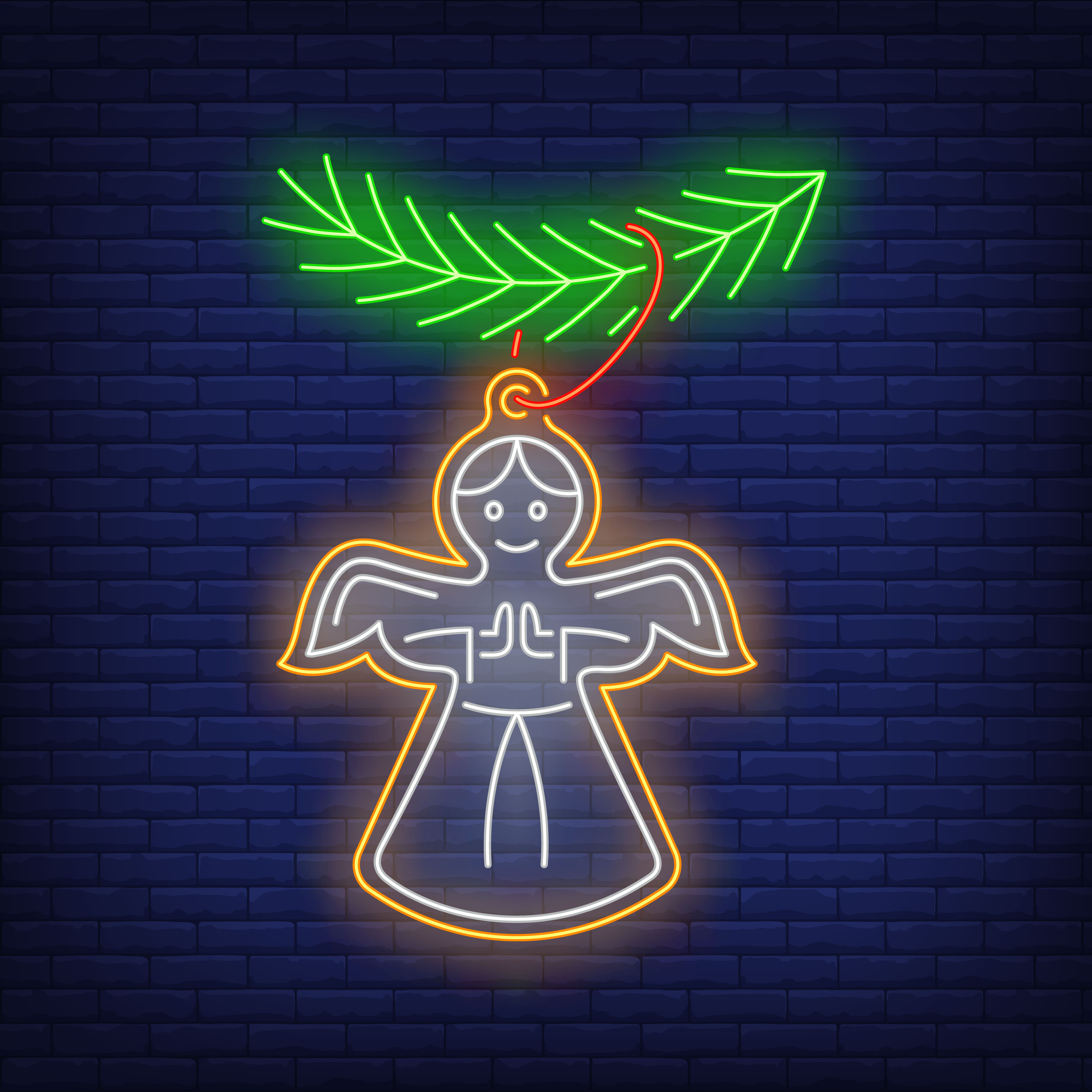 Christmas angel cookies in neon style